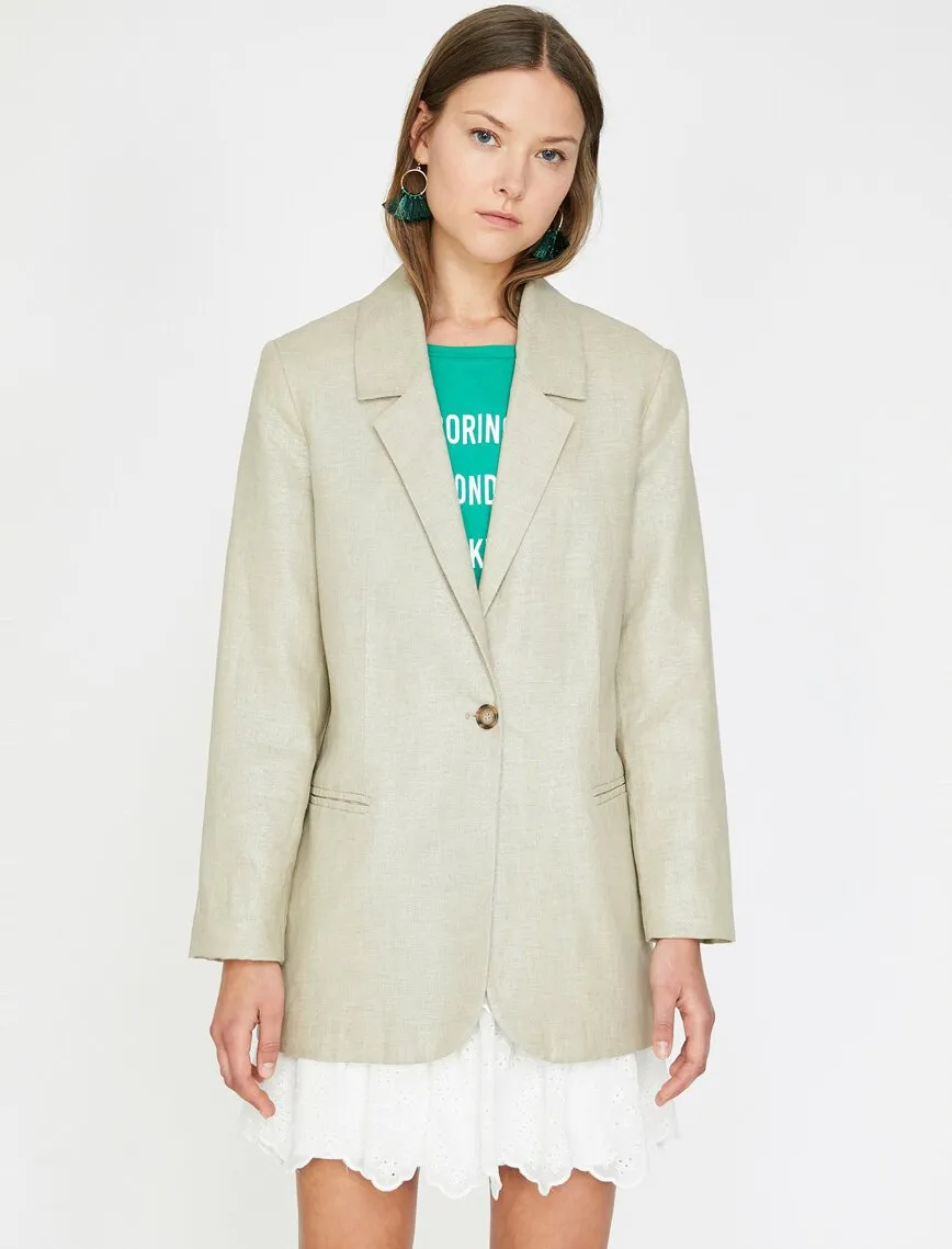 10607 Beige One Button Blazer