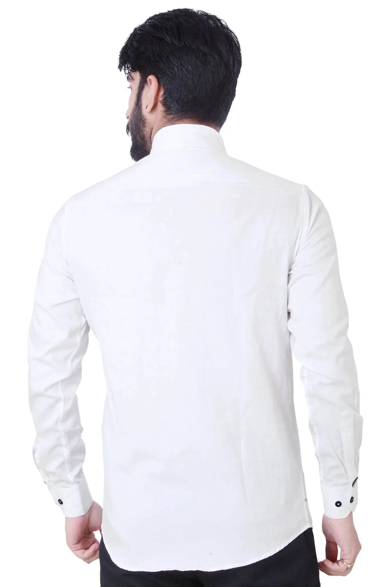 Blue Light Patchwork Mid-Torso Cotton Shirt