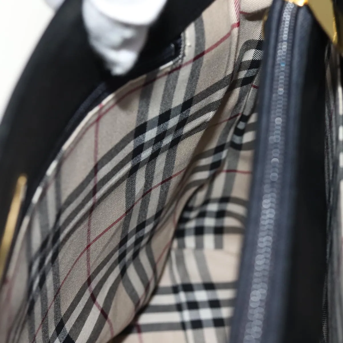 BURBERRY Shoulder Bag Leather Black Auth bs14825