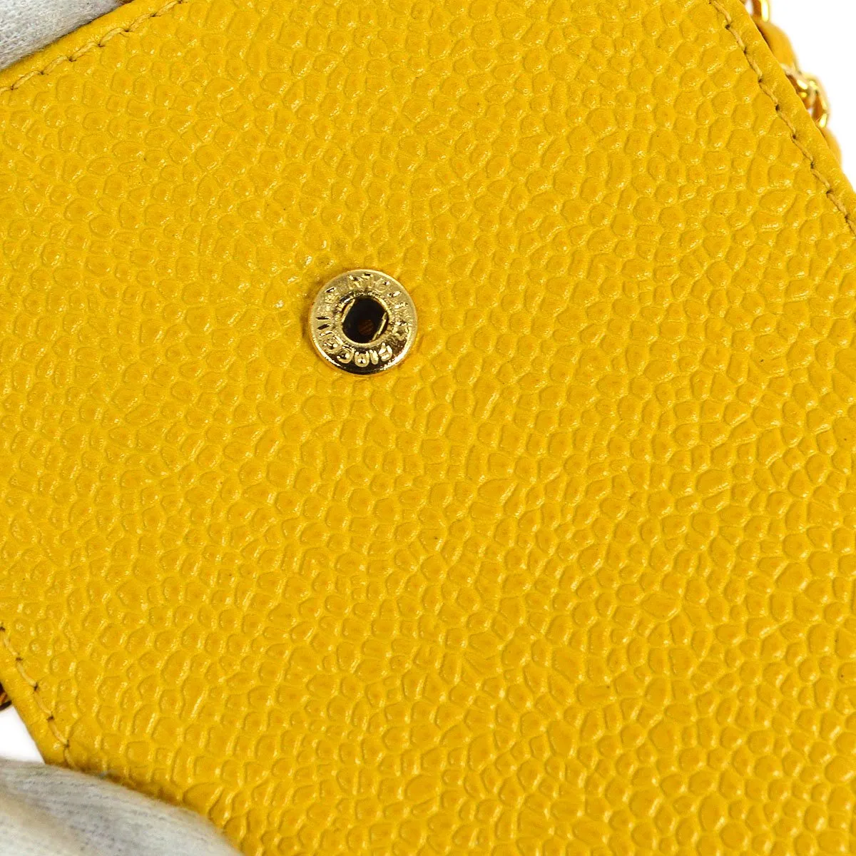 CHANEL 1996-1997 Chain Shoulder Bag Phone Case Yellow Caviar Skin NR14031h