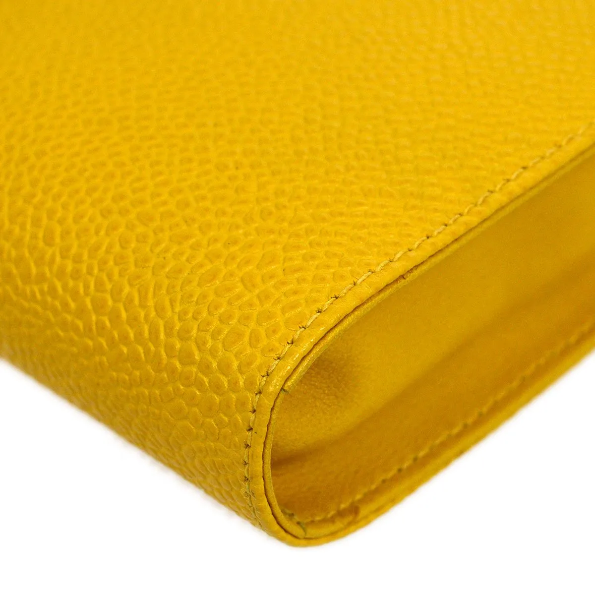 CHANEL 1996-1997 Chain Shoulder Bag Phone Case Yellow Caviar Skin NR14031h