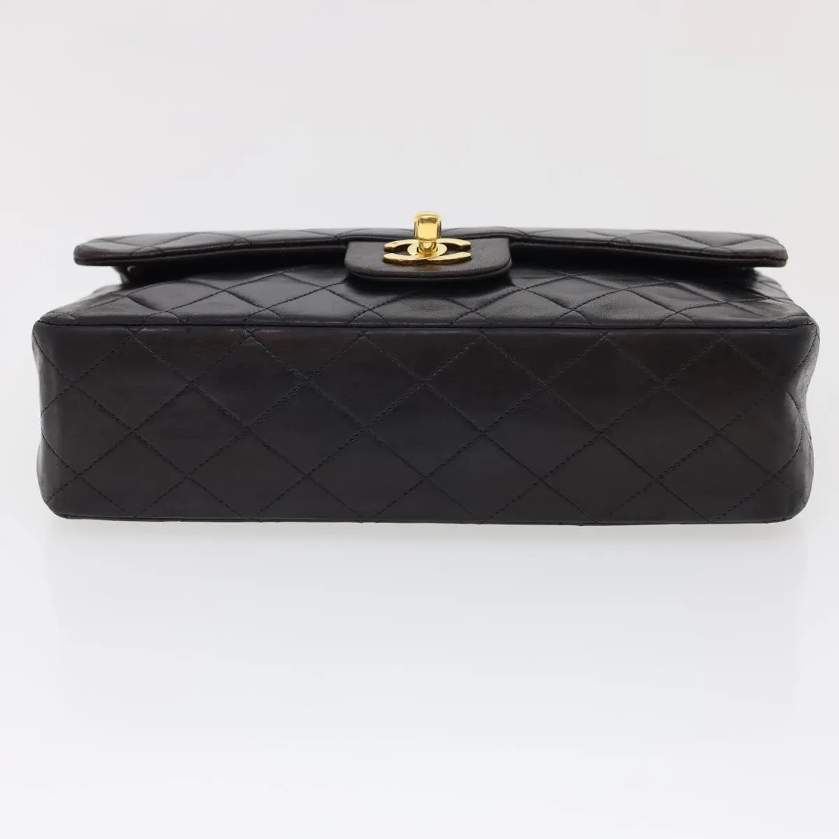 CHANEL Classic Matelasse 25 Chain Flap Shoulder Bag Lamb Skin Black Auth hs649A
