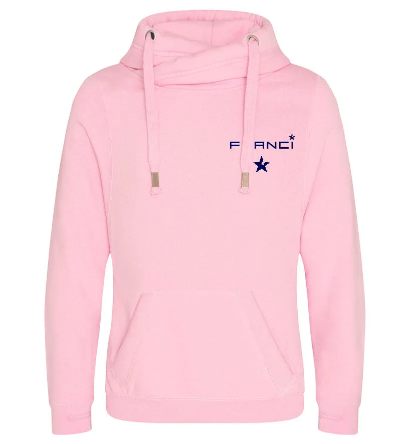 Cross Neck Hoodie | Baby Pink