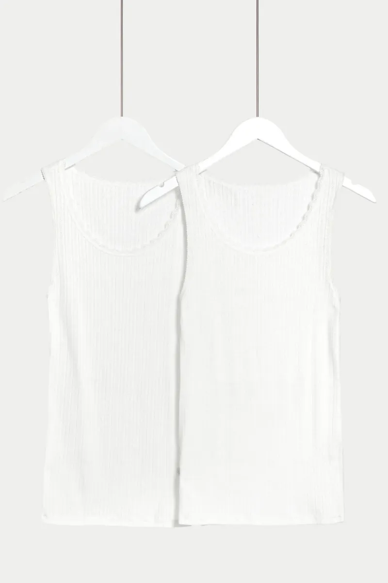 Famous Store 2pk Mixed Thermal Pointelle Vests