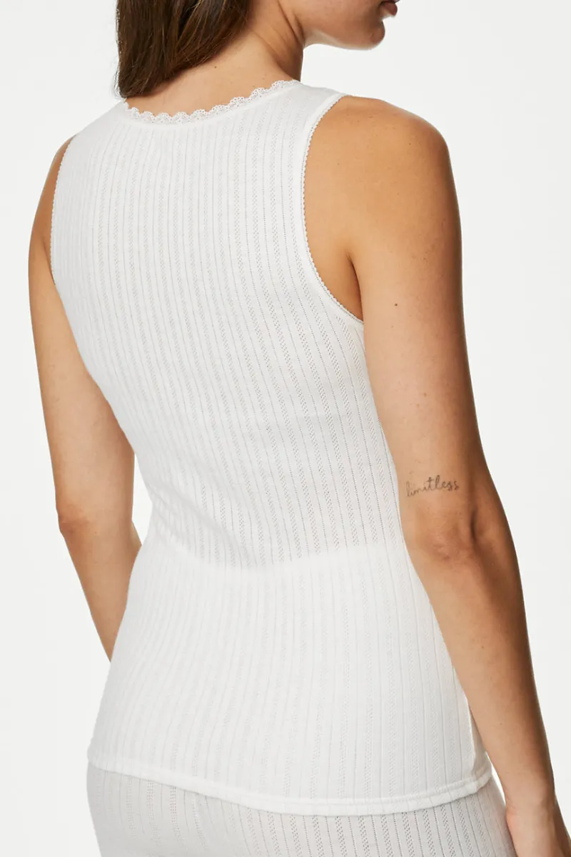 Famous Store 2pk Mixed Thermal Pointelle Vests