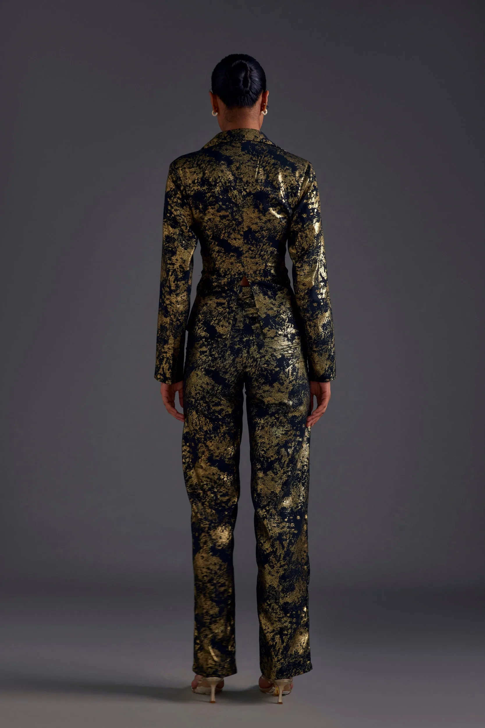 Gold Heathermoss Cutout Blazer