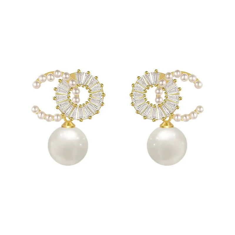 Ivory Pearl & Diamanté Drop Earring