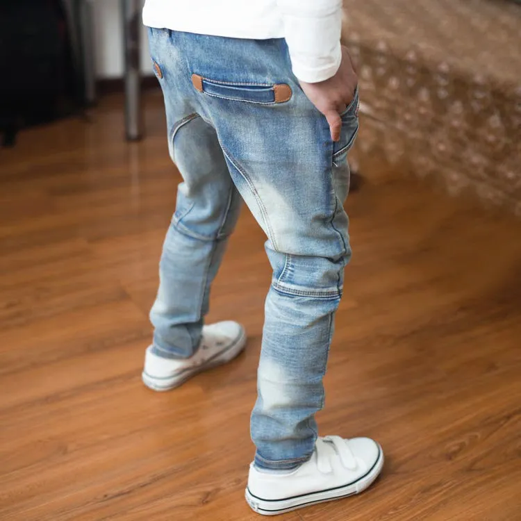 Kids Moto Jeans Patchwork, Zipper Pockets
