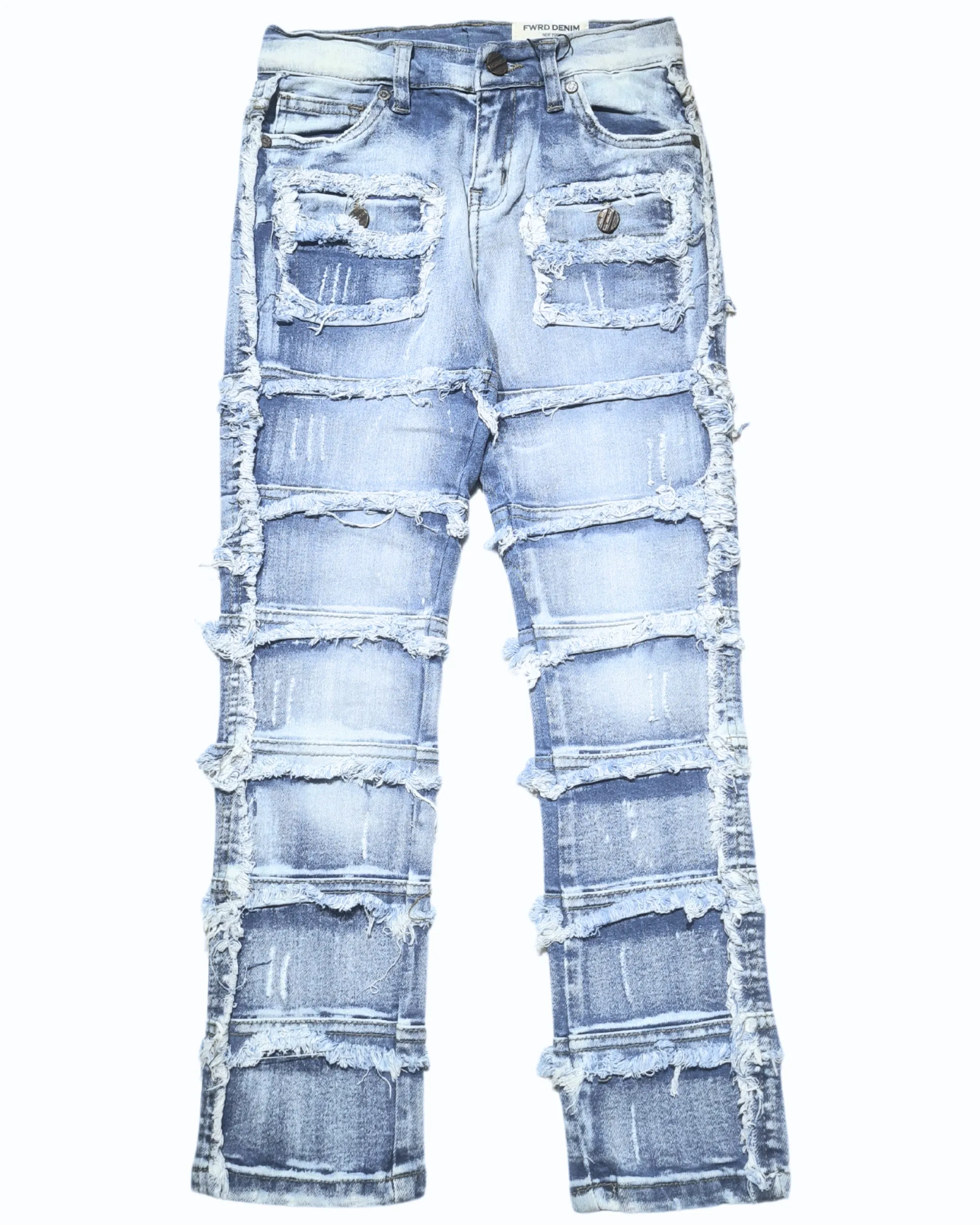 Kids Patchwork Stacked Jeans 33958K