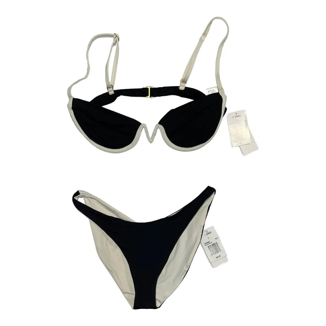 L*SPACE Revolve Set Nico Underwire Bikini Top Mercury Bottom L New Black White