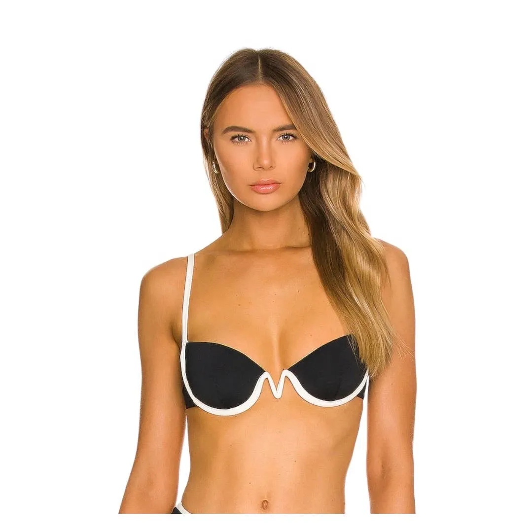 L*SPACE Revolve Set Nico Underwire Bikini Top Mercury Bottom L New Black White