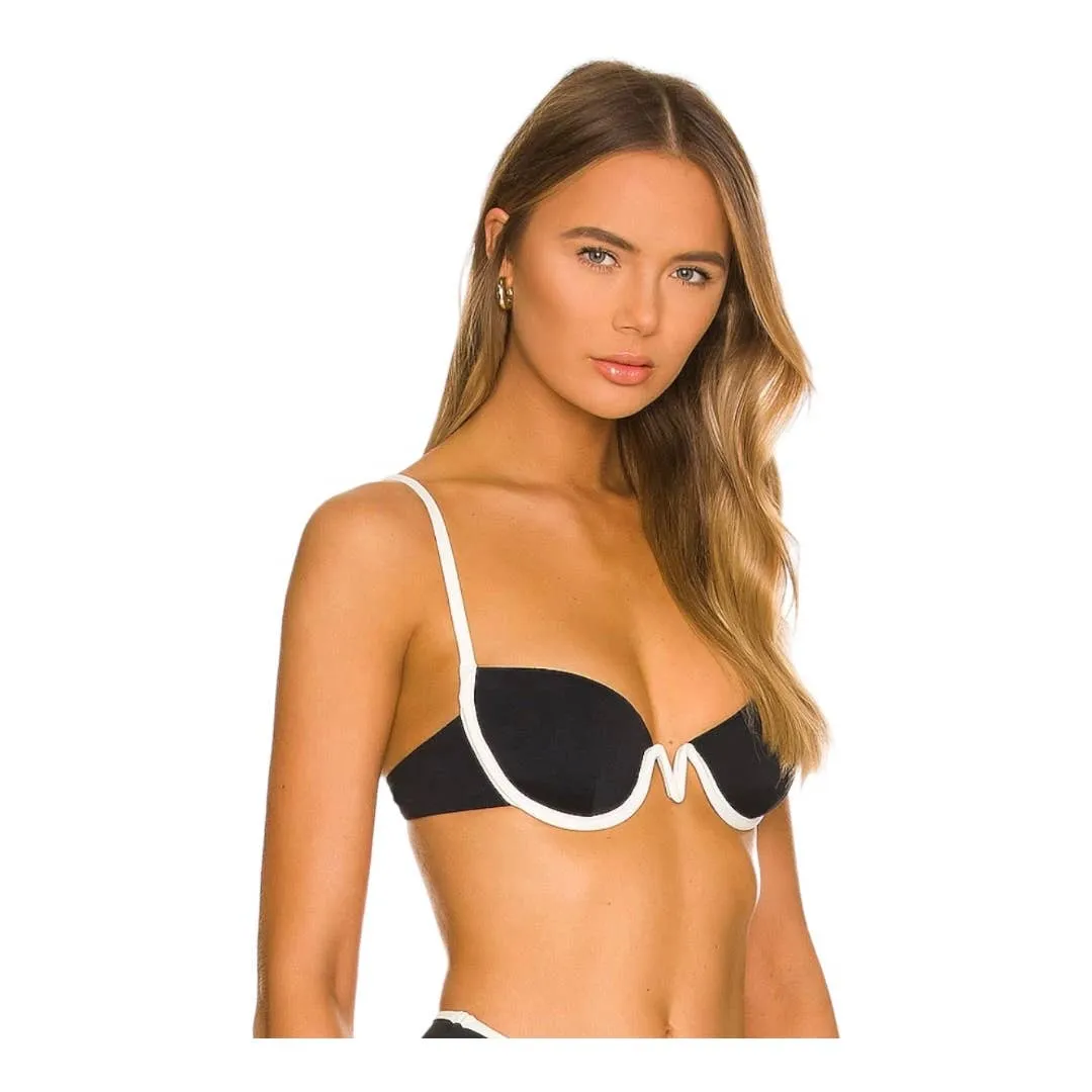 L*SPACE Revolve Set Nico Underwire Bikini Top Mercury Bottom L New Black White