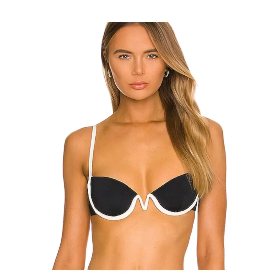 L*SPACE Revolve Set Nico Underwire Bikini Top Mercury Bottom L New Black White