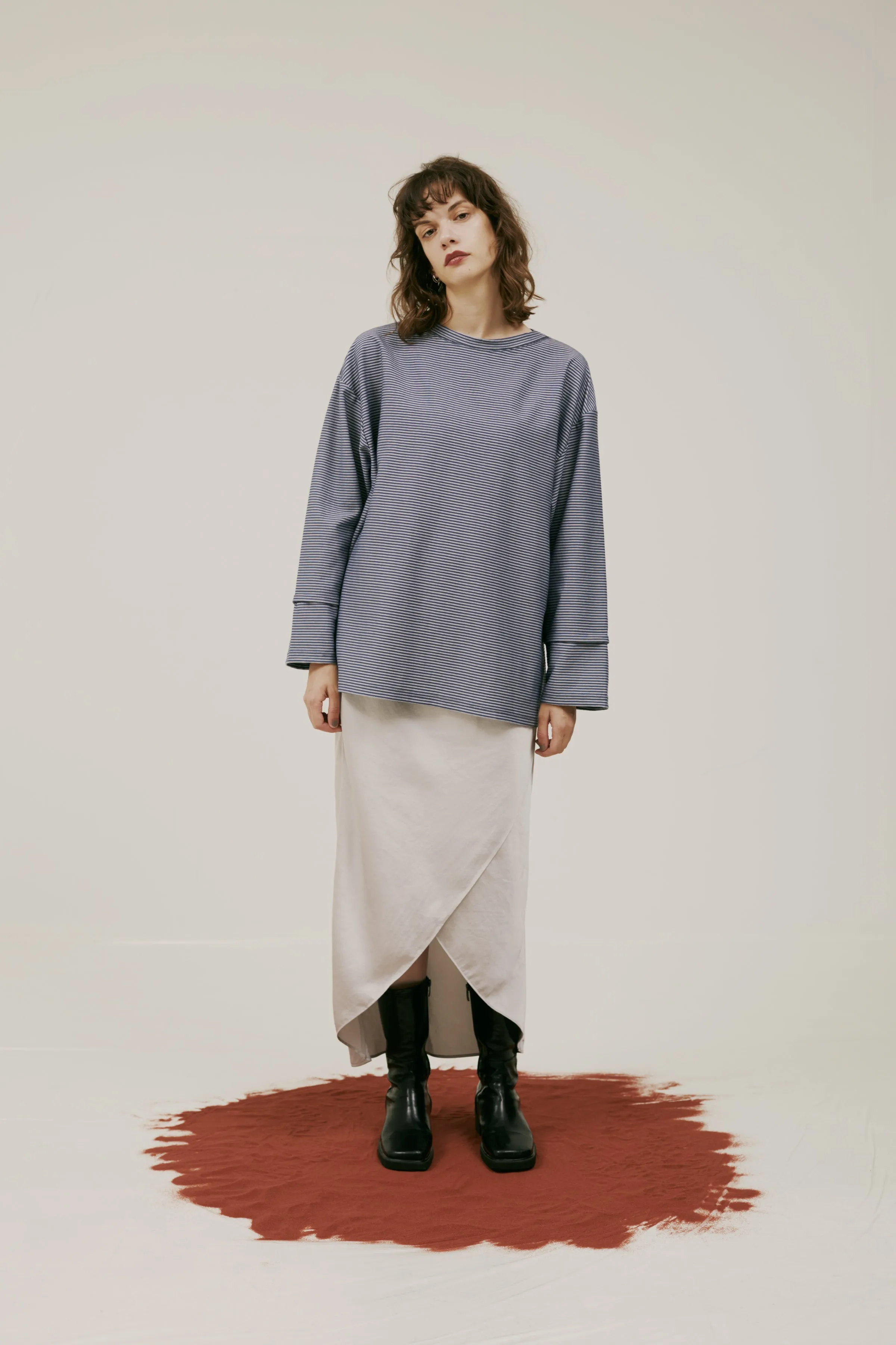 <Re stock>  drop shoulder border tops