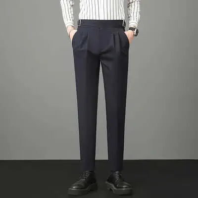 Men's Slim Fit Ankle-Length Formal Trousers