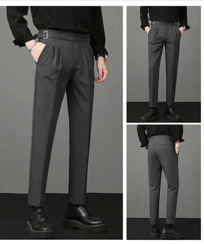 Men's Slim Fit Ankle-Length Formal Trousers