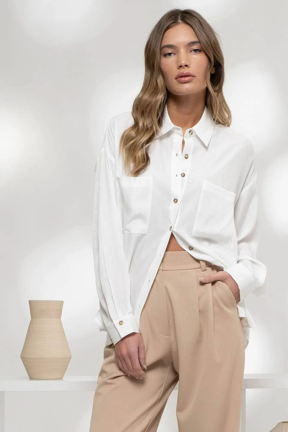 OVERSIZED BUTTON DOWN LONG SLEEVE SHIRT