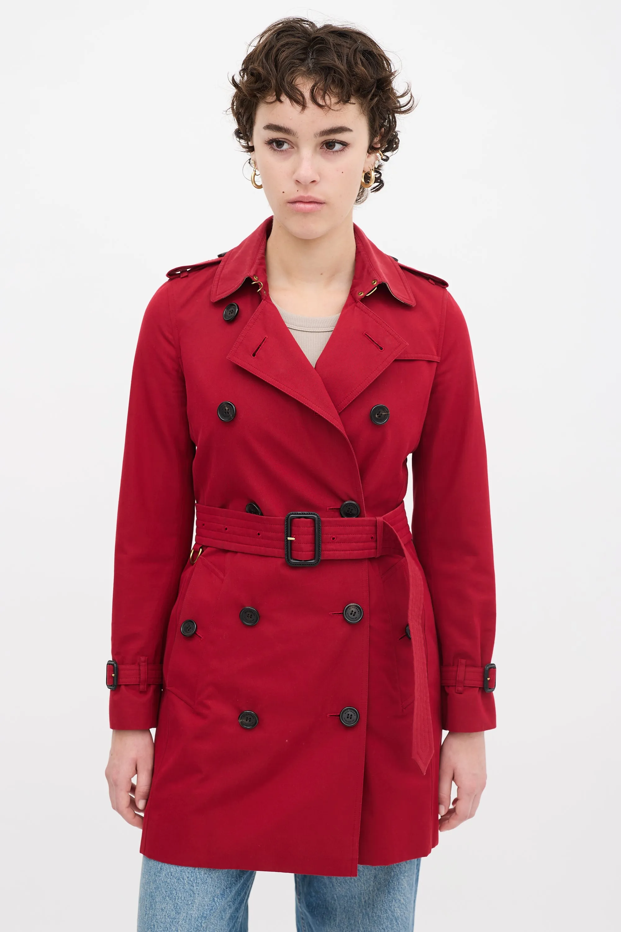 Red Cotton Kensington Medium Trench Coat